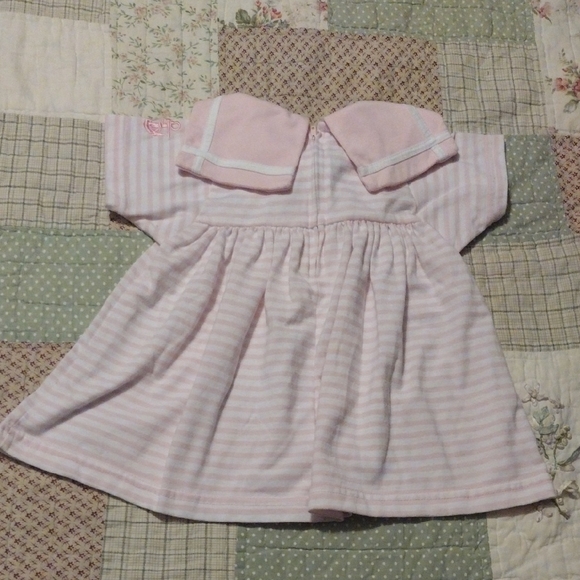 Pink Striped Sailor Type Baby Dress with Bow - Picture 7 of 9